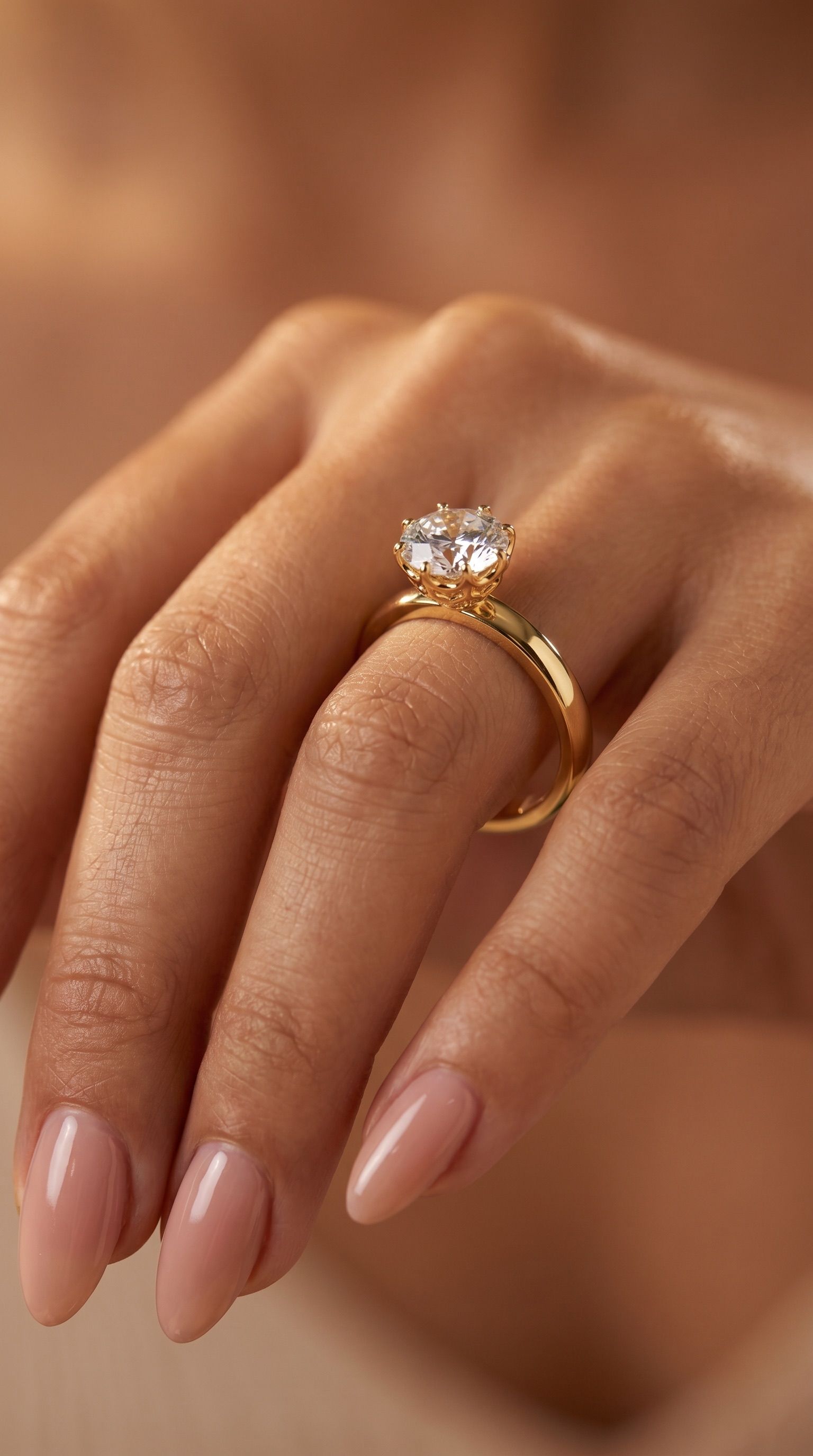 Round eight-prong ring worn on hand