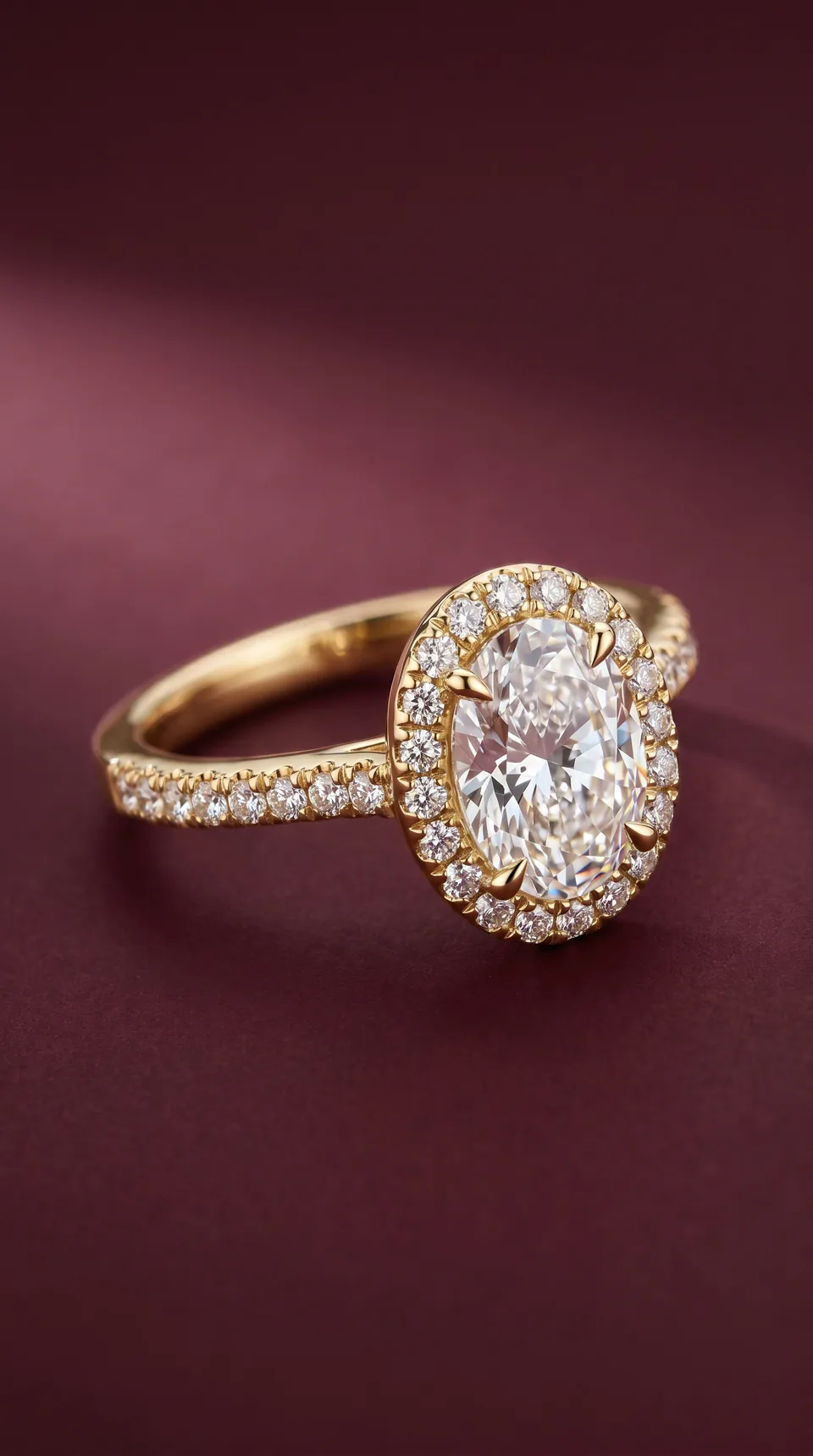 Custom oval halo engagement ring by Miruu
