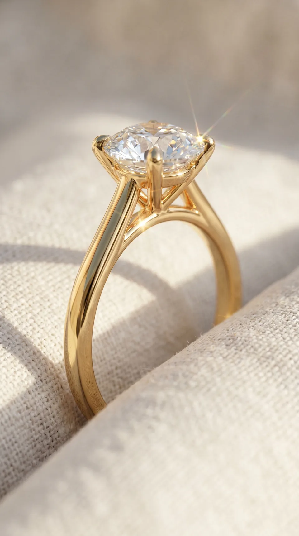 Custom round cathedral engagement ring by Miruu