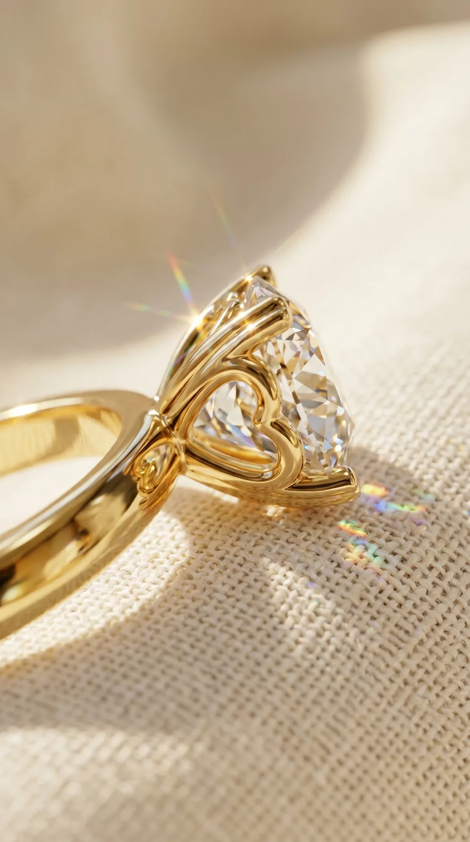 Custom round heart-prong engagement ring by Miruu